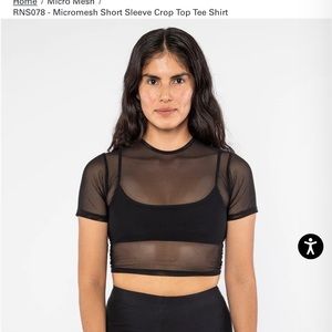 Micro mesh short sleeve crop top tee shirt
